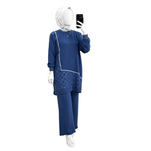 Winter Panel 2 PC Blue Co-Ord Set For Women