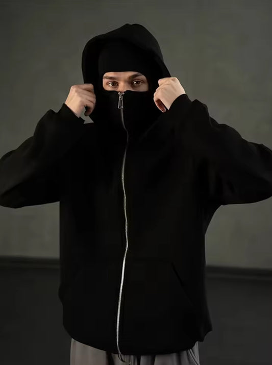 Men's Balaclava Ninja Zipper Hoodie Jacket